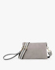 Izzy Faux Suede Crossbody w/ Guitar Strap in Lt. Gray