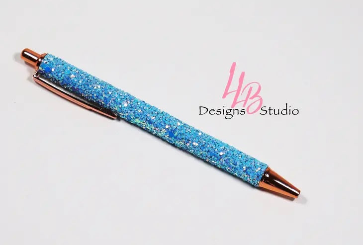 Ocean Blue Confetti Clickable Pen