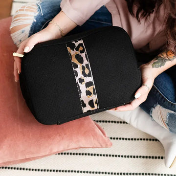 Rose Gold Leopard Neoprene Cosmetic Bag