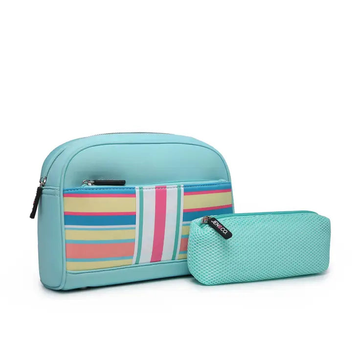 Toni Neoprene Striped Cosmetic Bag