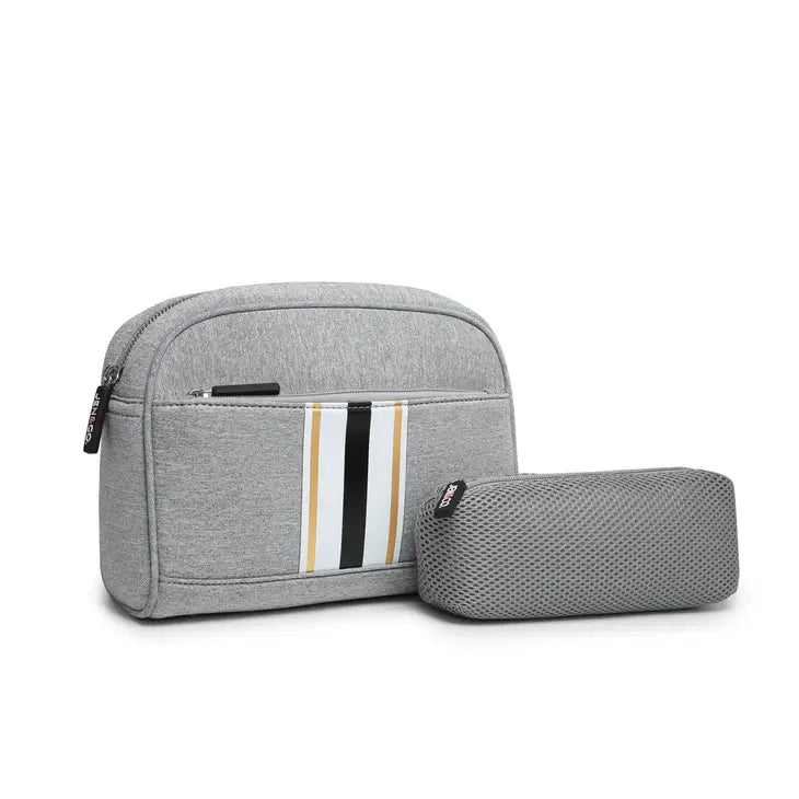 Toni Neoprene Striped Cosmetic Bag
