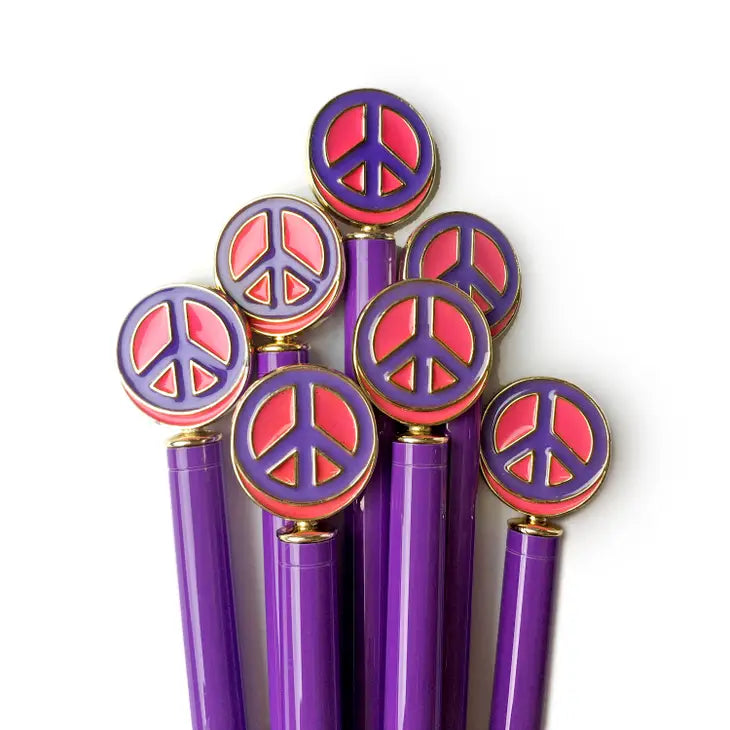 Enamel Peace Charm Pen - Purple