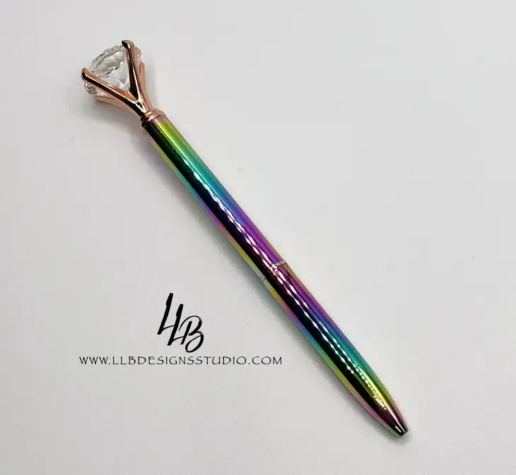 LLB Design - Rainbow with Rose Gold Trim l Diamond Pen