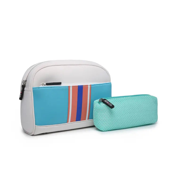 Toni Neoprene Striped Cosmetic Bag